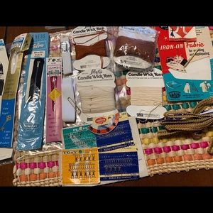 Vintage sewing materials. Zippers, yarn, eyelets.